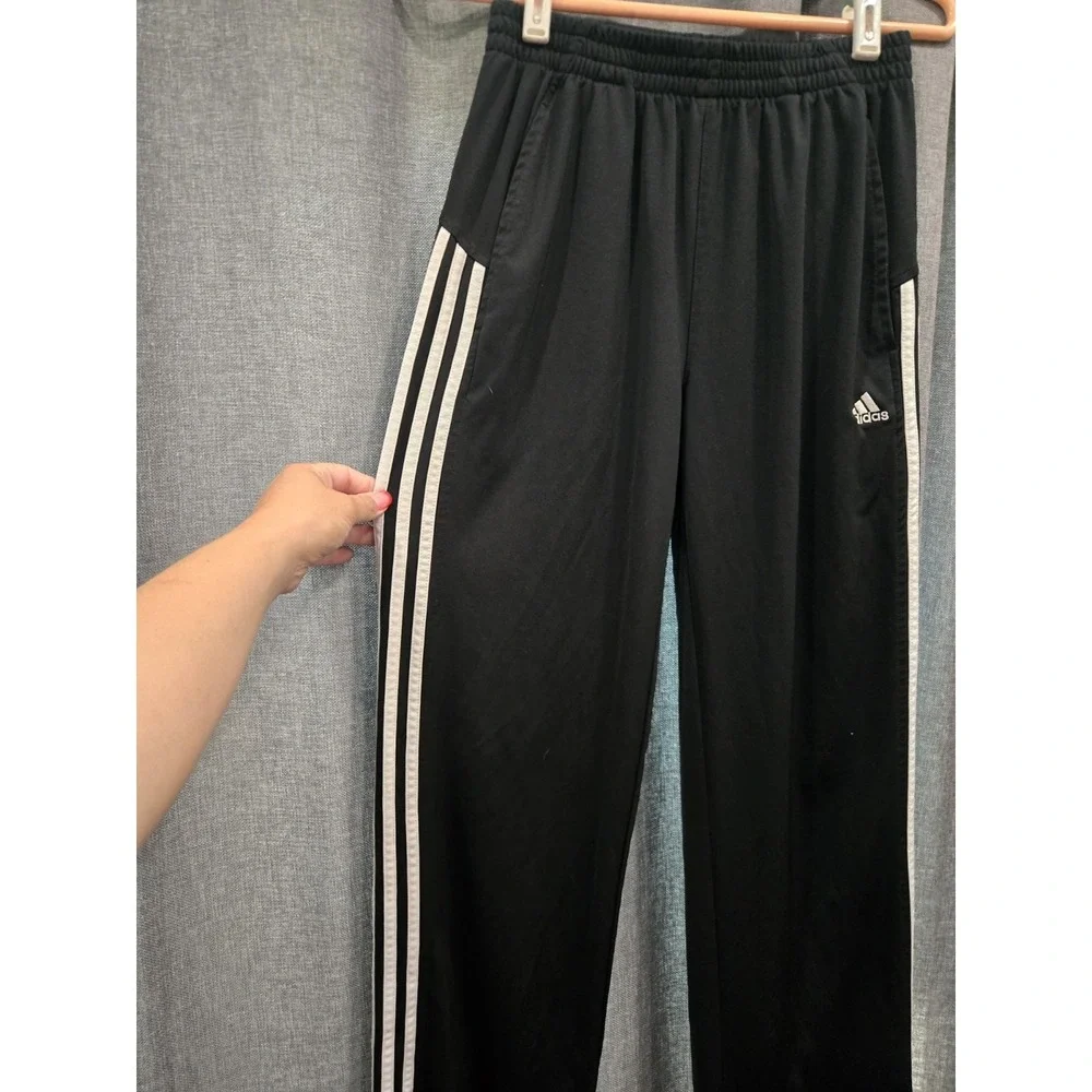 Adidas Youth Black White 3-Stripe Track Pants Joggers Size XL 18/20 Athletic